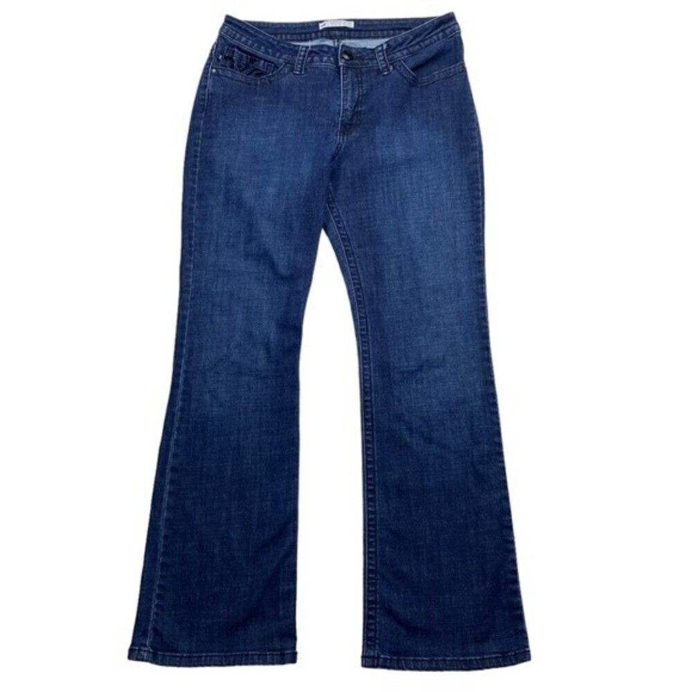 Lee Jeans Womens W33 Blue Embroidered Pockets Slender Secret Wide Leg Ladies